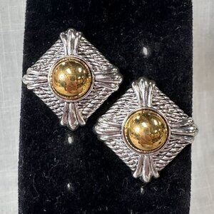 Vintage Avon Silver and Gold Tone Diamond Fancy Earrings